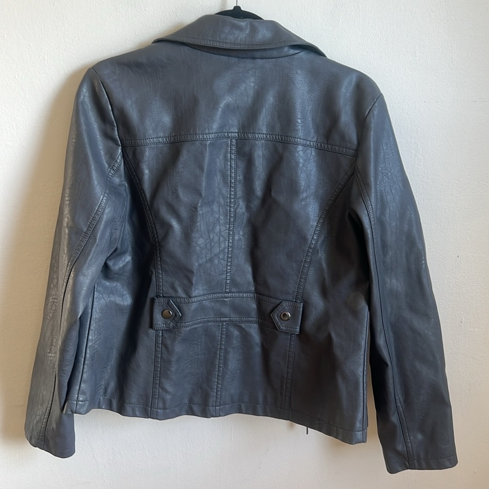 Alfani Blue/Grey Faux Leather Jacket - Picture 5 of 5